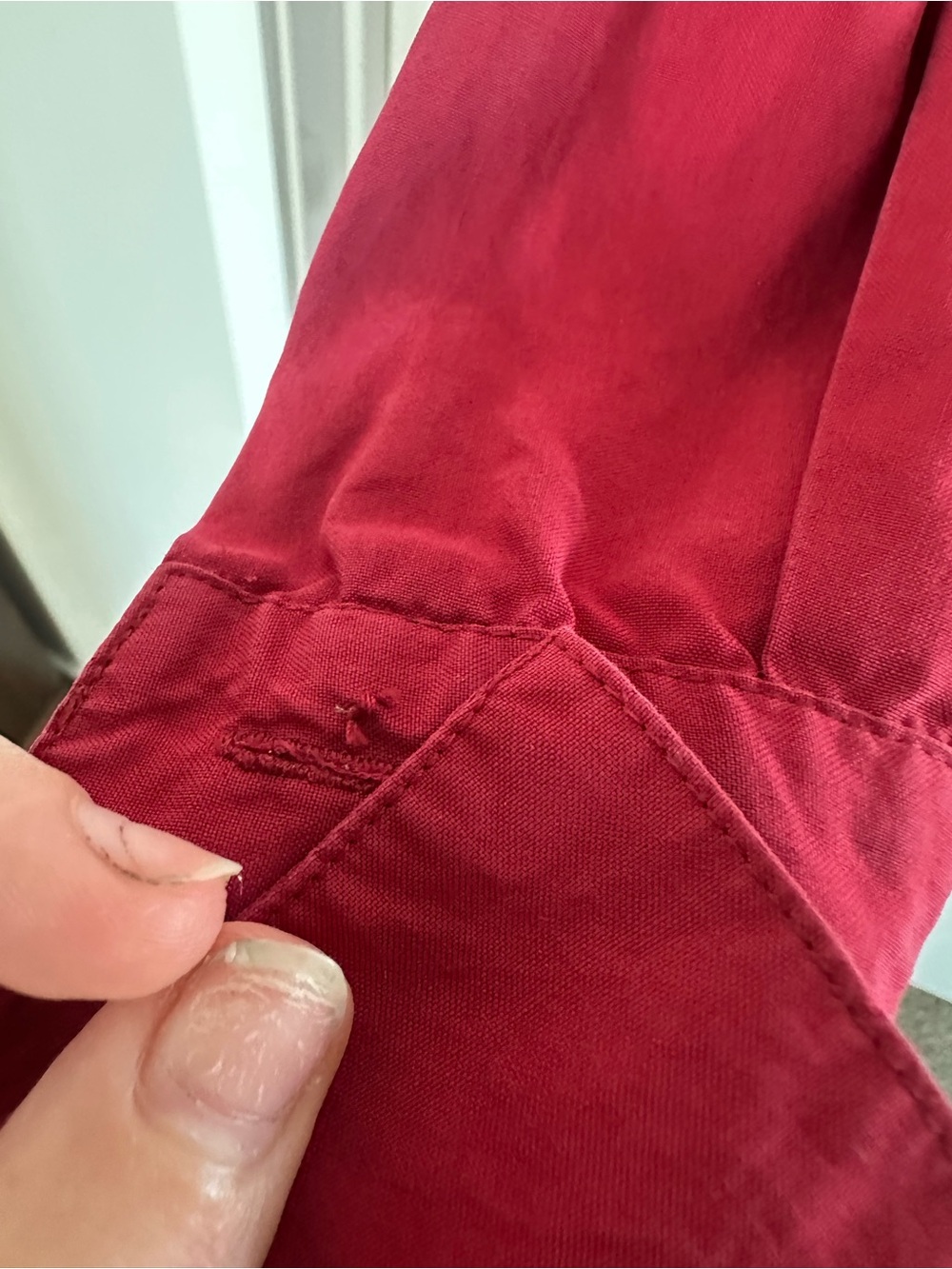 Ann Taylor 100% Silk Red Long-Sleeve Button-Down Blouse - Picture 9 of 10